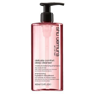 SHU UEMURA  DELICATE COMFORT DEEP CLEANSER  ŠAMPON PRO VYVÁŽENOU HYDRATACI SUCHÝCH VLASŮ A VLASOVÉ POKOŽKY  400 ml